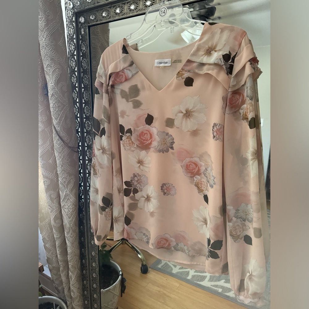 Pink floral blouse